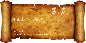 Bebők Pál névjegykártya